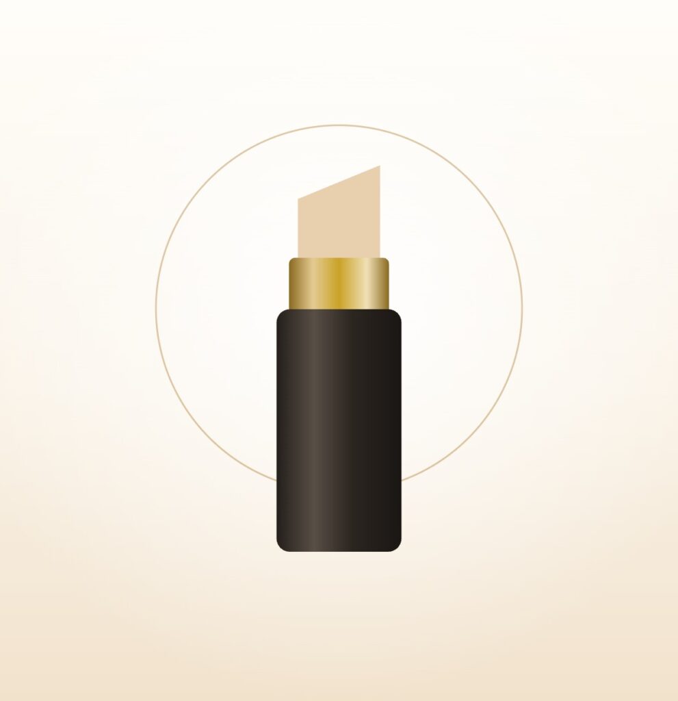 Labial en barra tono malva con estuche negro y dorado