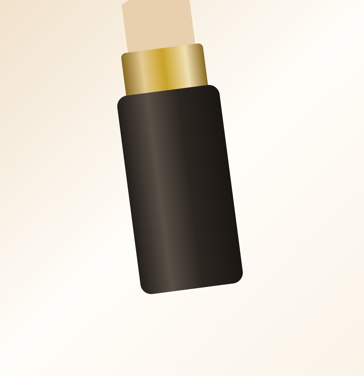 Detalle de Labial en barra tono malva con estuche negro y dorado
