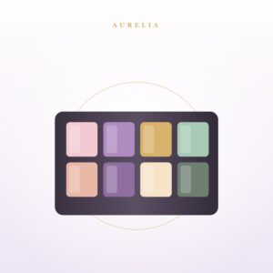 Paleta de 12 sombras en tonos malva, rosa, dorado y verde salvia