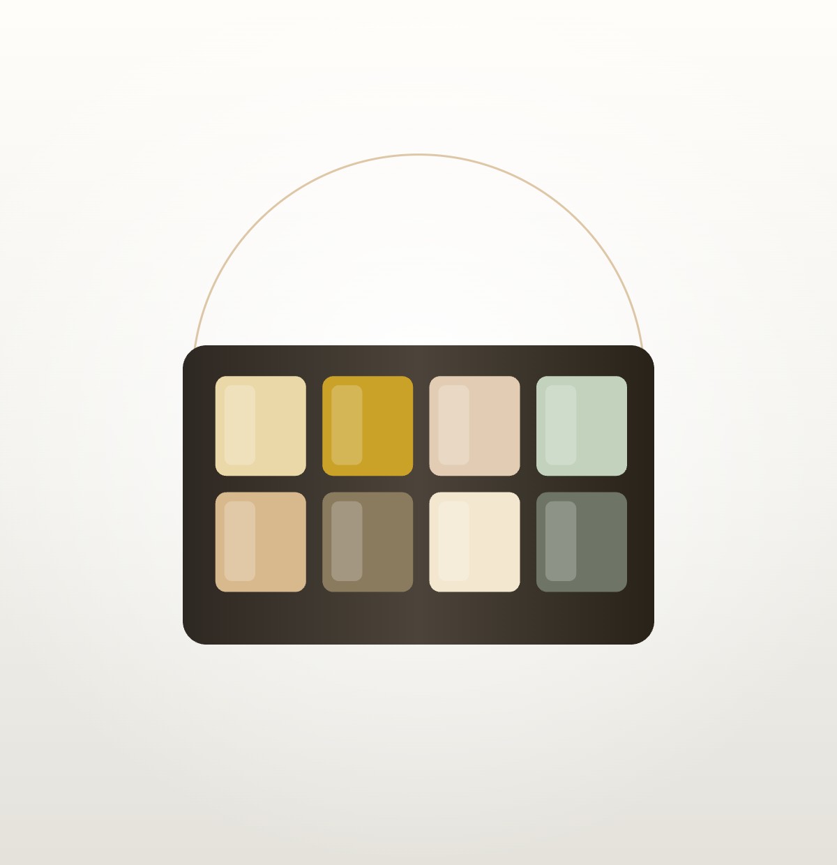 Paleta de 12 sombras en tonos malva, rosa, dorado y verde salvia