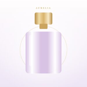 Frasco de perfume malva Nuit Malva eau de parfum de 50 ml con tapa dorada